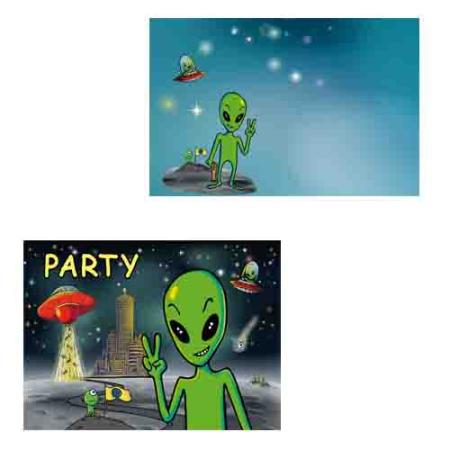 Alien Einladungskarten Set
